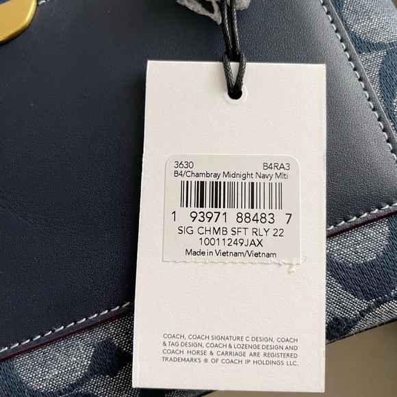 Coach Riley Top Handle 22 bag In Signature Chambray Denim Multi New - Picture 14 of 15